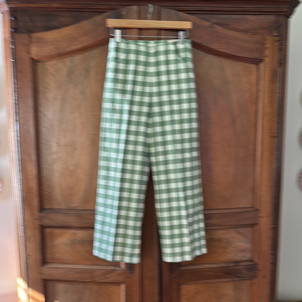 Green and white check golf pants with Checkered Pattern